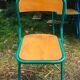 Lot de 10 chaises écoles des années '70, 5 bleus et 5 vert