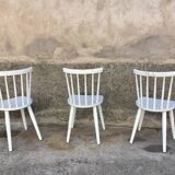 Trio of Scandinavian chair bistro troquet guinguette in curved wood