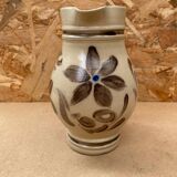 Ancien pichet betschsorf grès beige deco fleurs marron bleu vintage