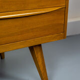 Vintage walnut sideboard with sliding doors and drawers 1960s