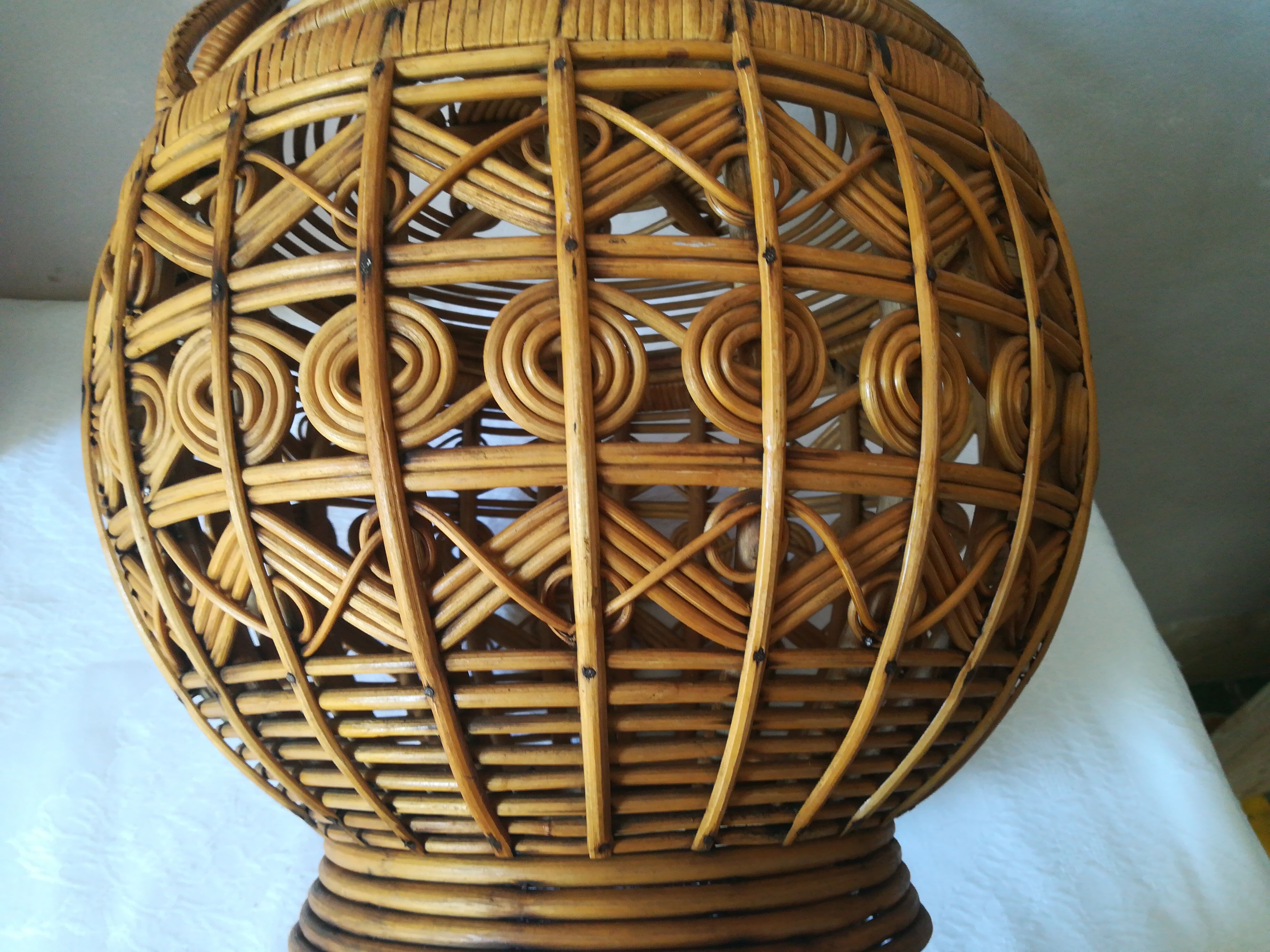 Peacock wicker basket