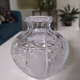 Carved crystal ball vase