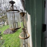 Paire de lustre en verre et laiton