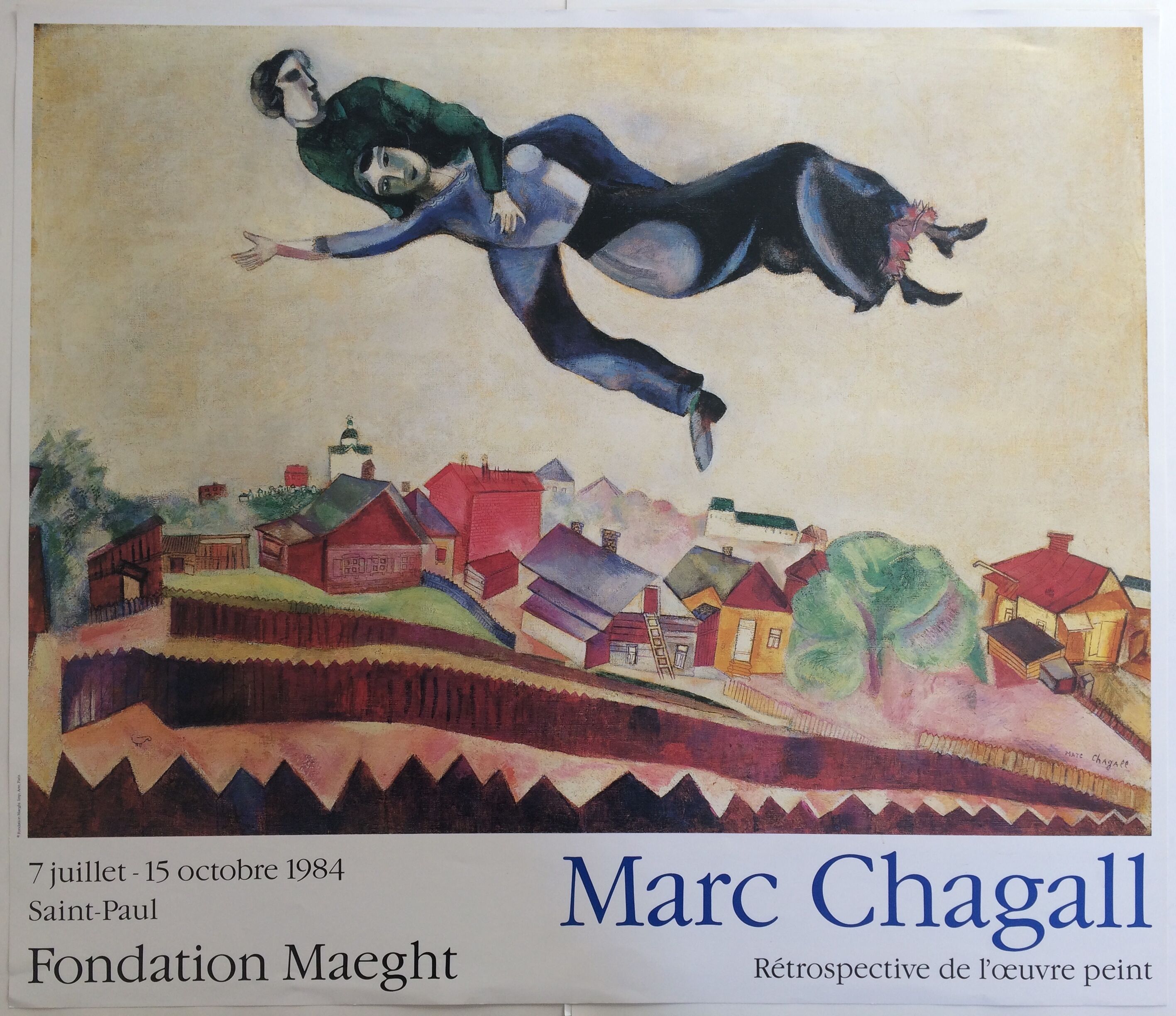 Marc chagall (after) maeght foundation, 1984. original exhibition poster
