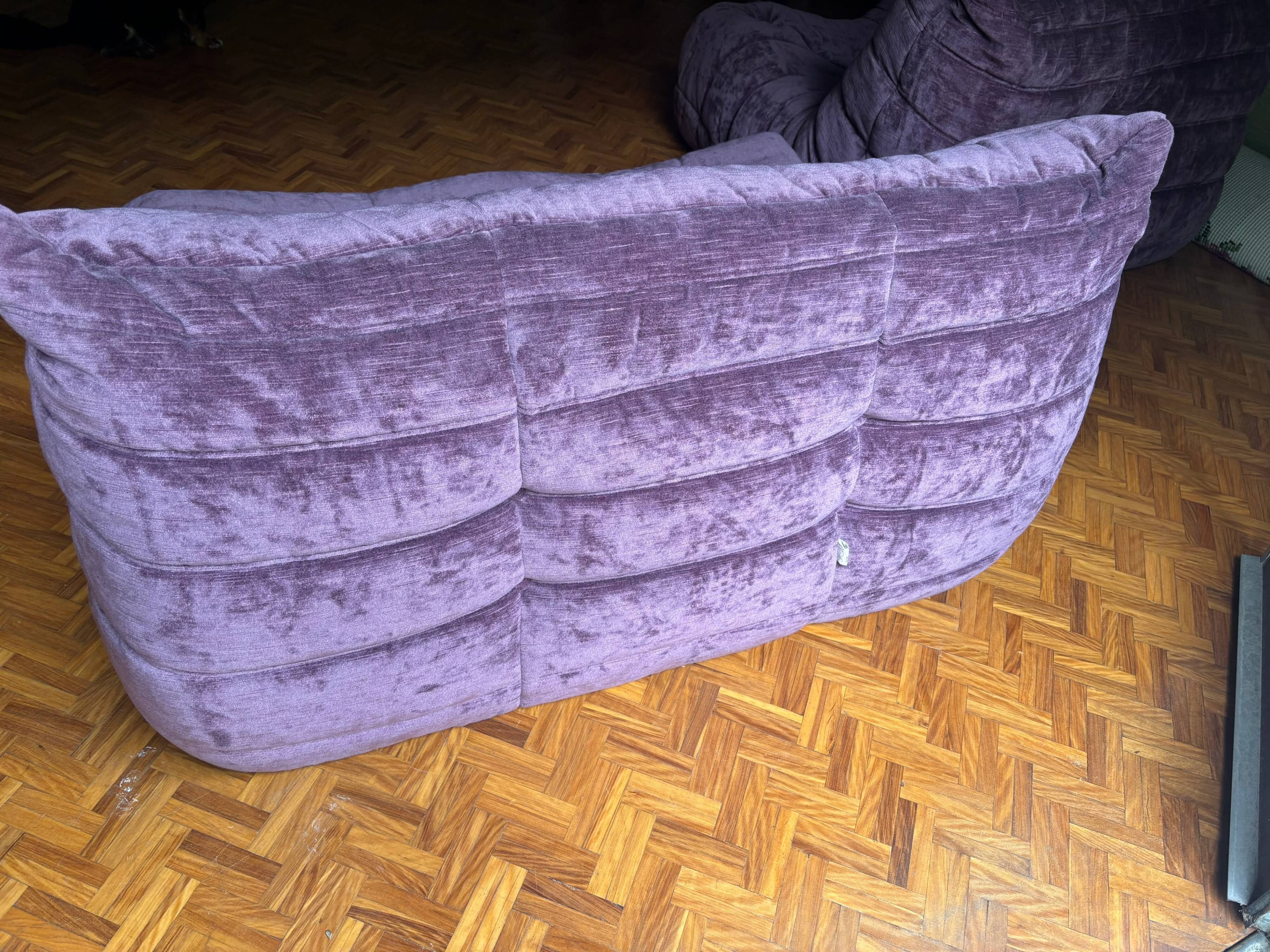 Togo purple sofa set - 2-seater sofa and corner armchair