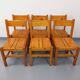 Set of 6 vintage Les Arcs chairs in pine from the 60s 70s