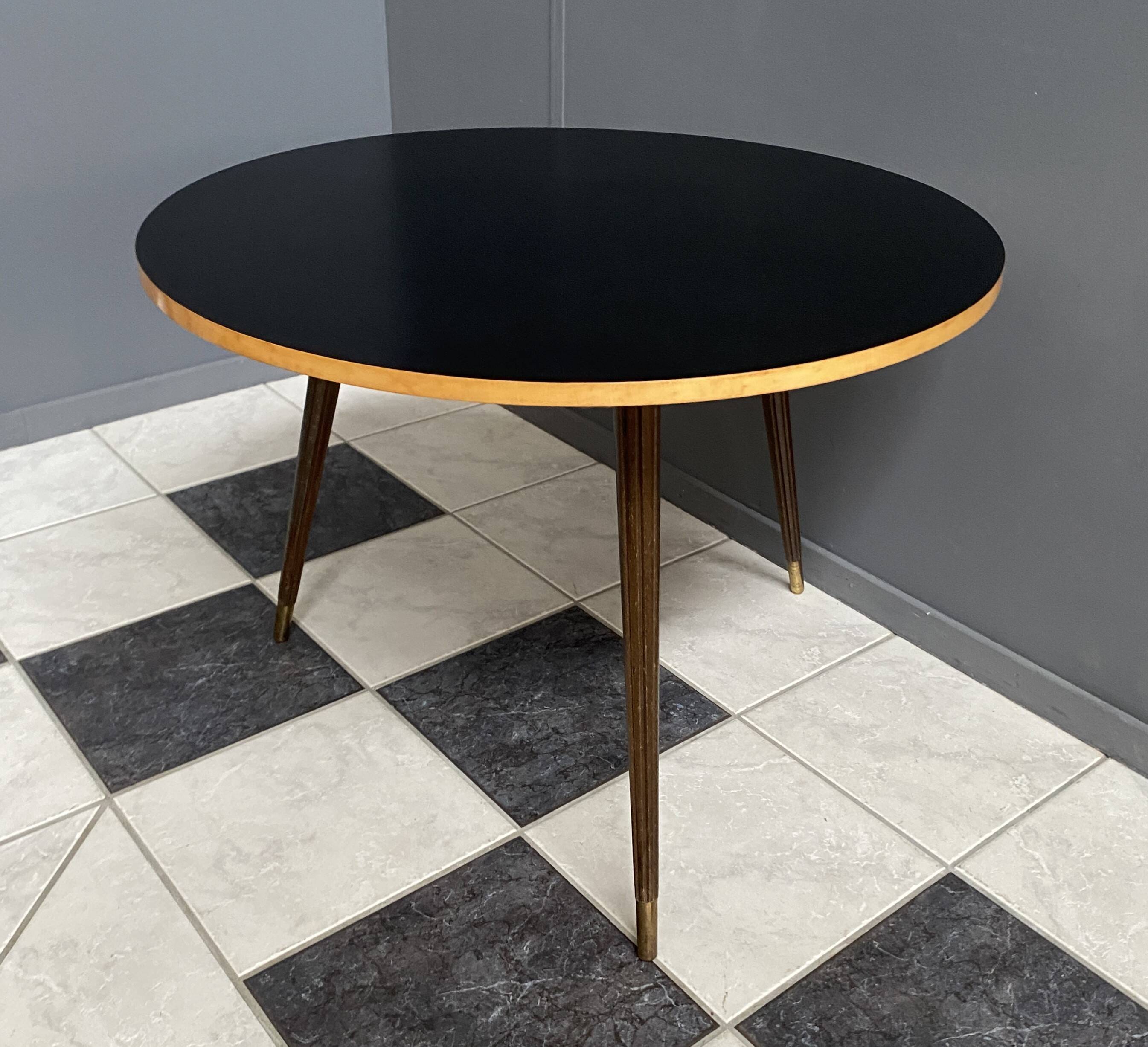 Black formica round coffee table 1960s