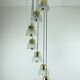 1960s mid century cascading lamp 7 flower-shaped glass shades and brass chandelier