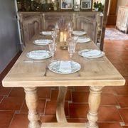 Large Restored Solid Oak Dining Table – Whitewashed Finish