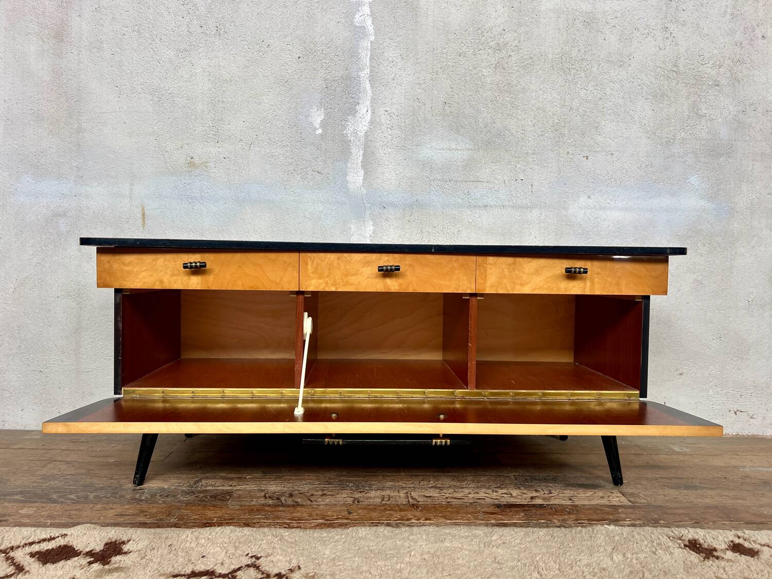 Two-tone vintage TV cabinet sideboard