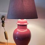 Ceramic and velvet lamp from the 80s and 90s
