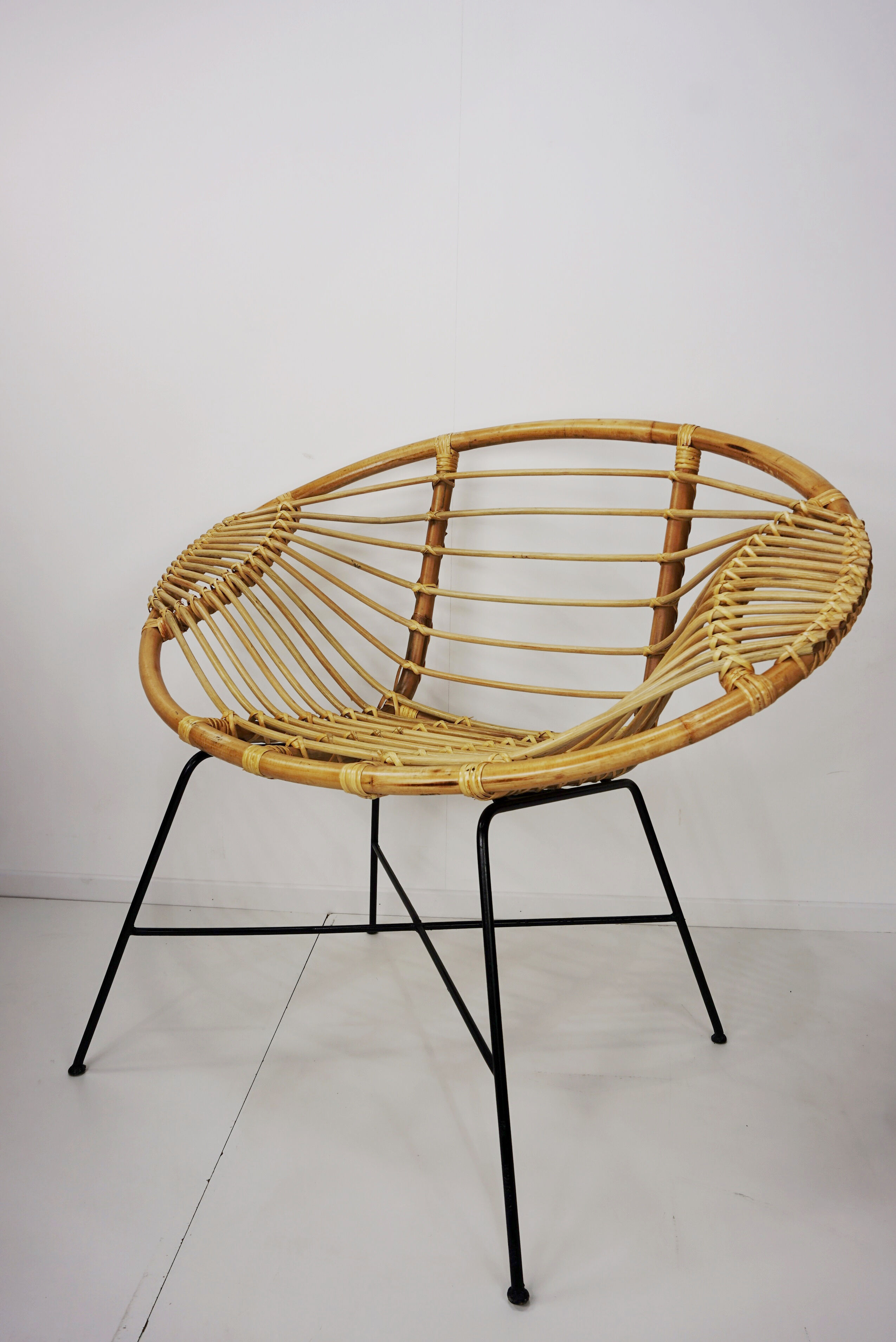 Rattan and metal chair