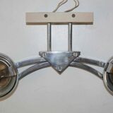 Pair of 60s wall lights in metal and opaline