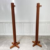 Pair of 1970s coat racks in solid elm