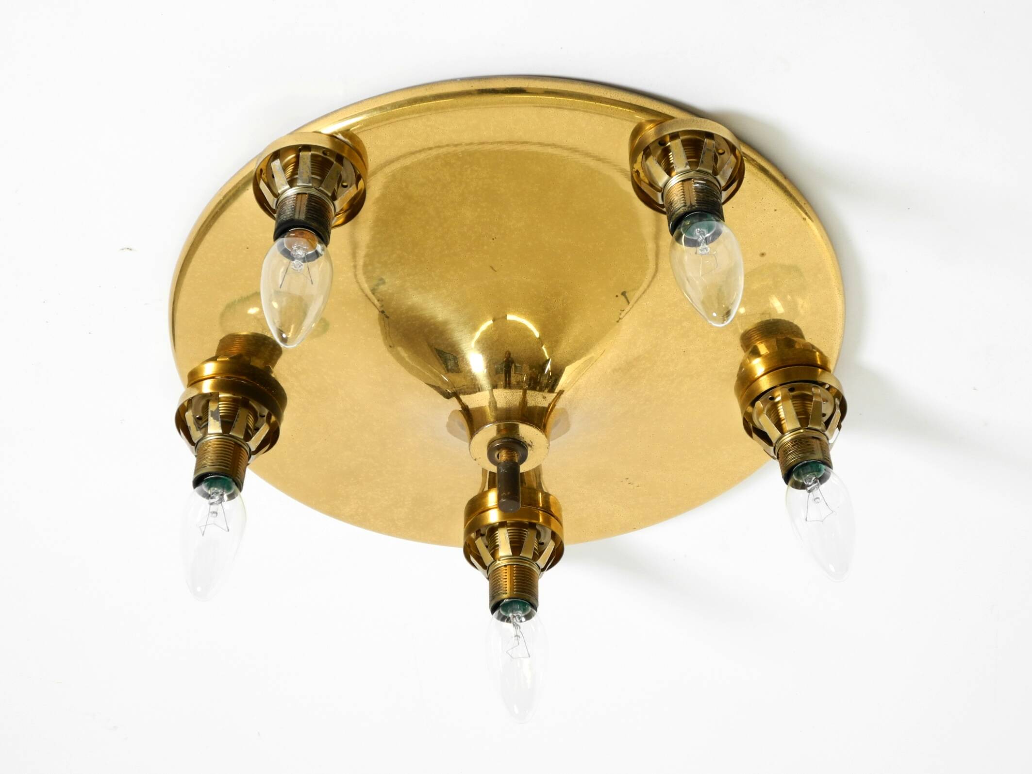 1960s Space Age brass ceiling lamp with 5 glass balls