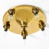 1960s Space Age brass ceiling lamp with 5 glass balls