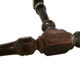 Antique French oak Side Table With Embroidered Top, late 1800s