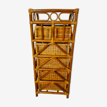 High chest of drawers, rattan. 6 drawers