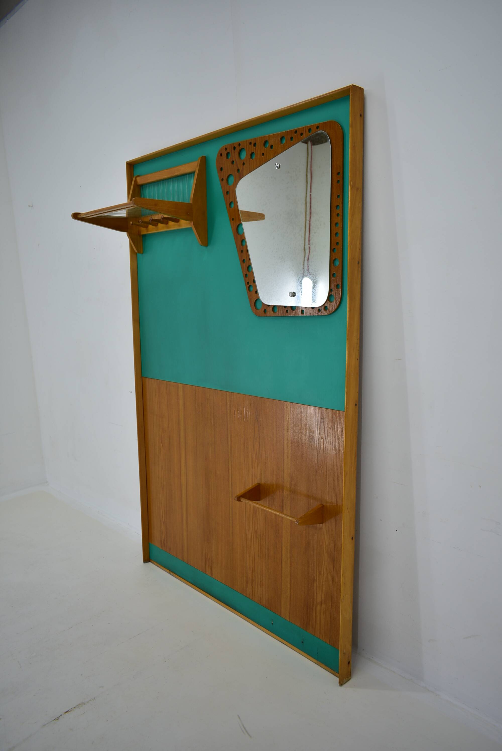 Mid-Century  Wall Mounted Coat Rack Czechoslovakia , 1970's