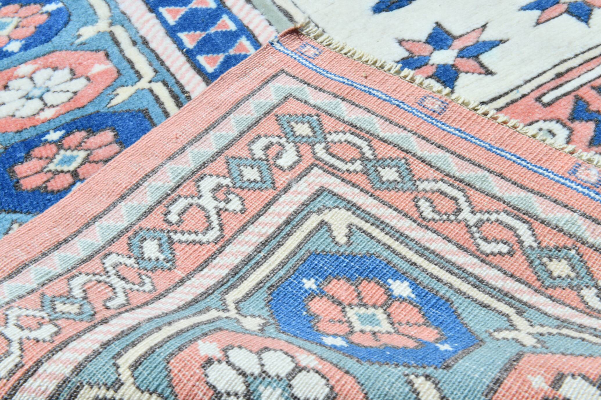 Powder Pink & Soft Blue Vintage Persian Rug, 166x209 Cm