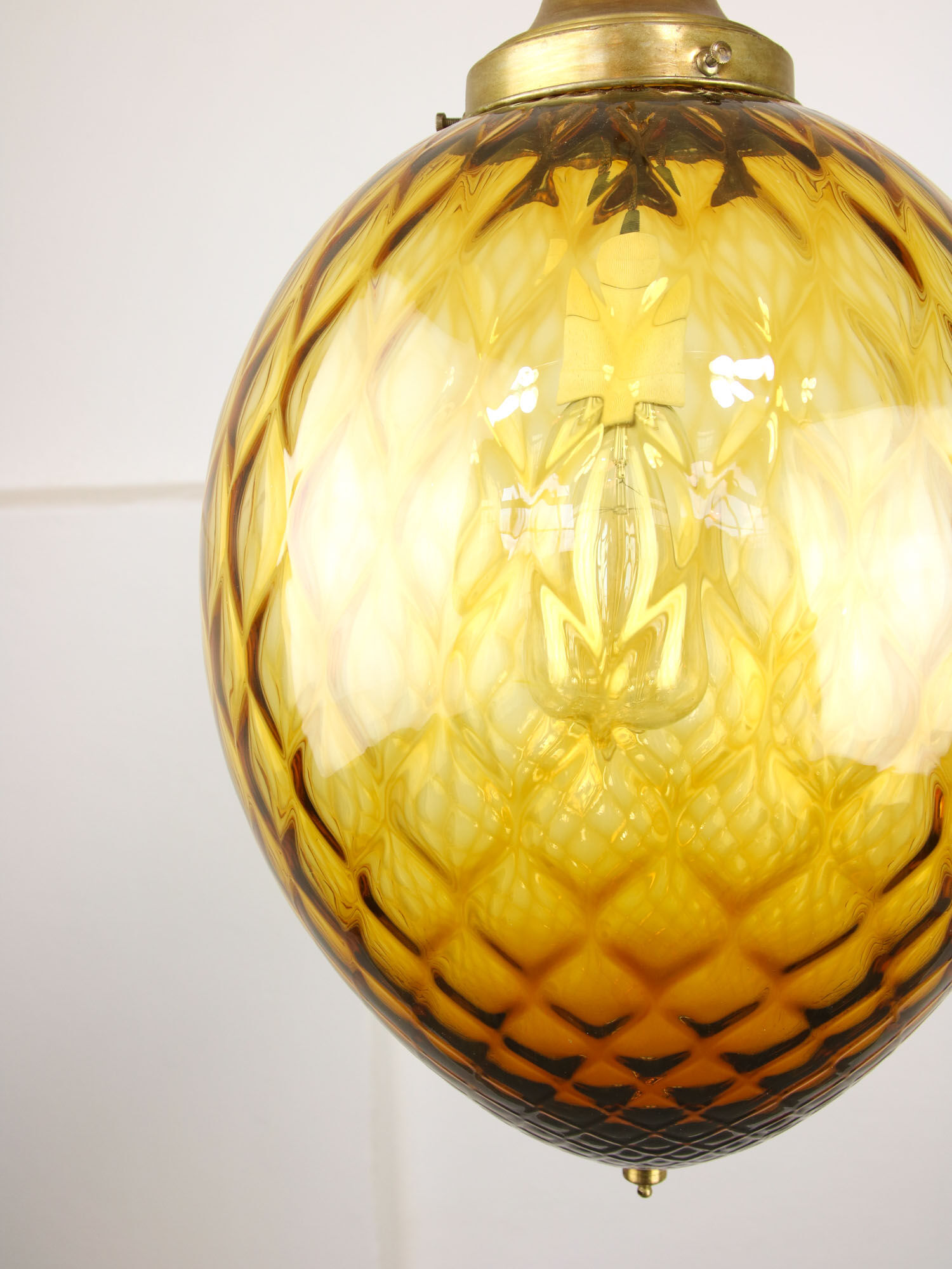 Vintage amber murano glass lamp from empoli