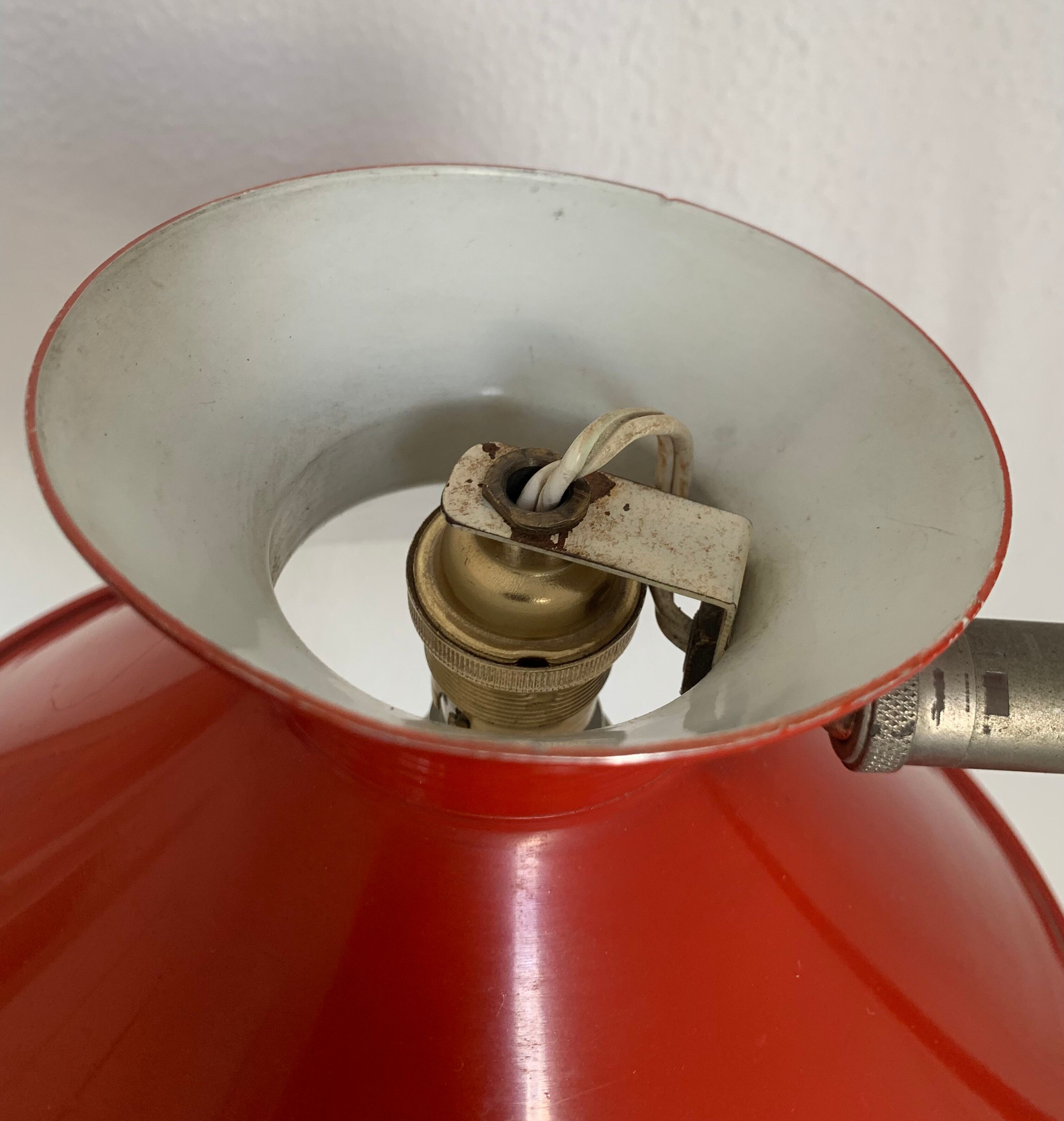 Vintage lamp 1960 desk diabolo red cardinal - 45 cm