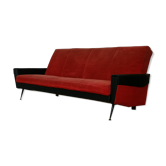 Banquette convertible rockabilly rouge et noire années 50-60