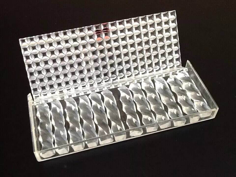 Années 1970 coffret 12 porte-couteaux plexiglas transparent