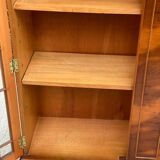 English display cabinet in glossy lacquered marquetry wood