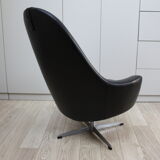 Fauteuil pivotant vintage en similicuir noir par Pastoe 60s