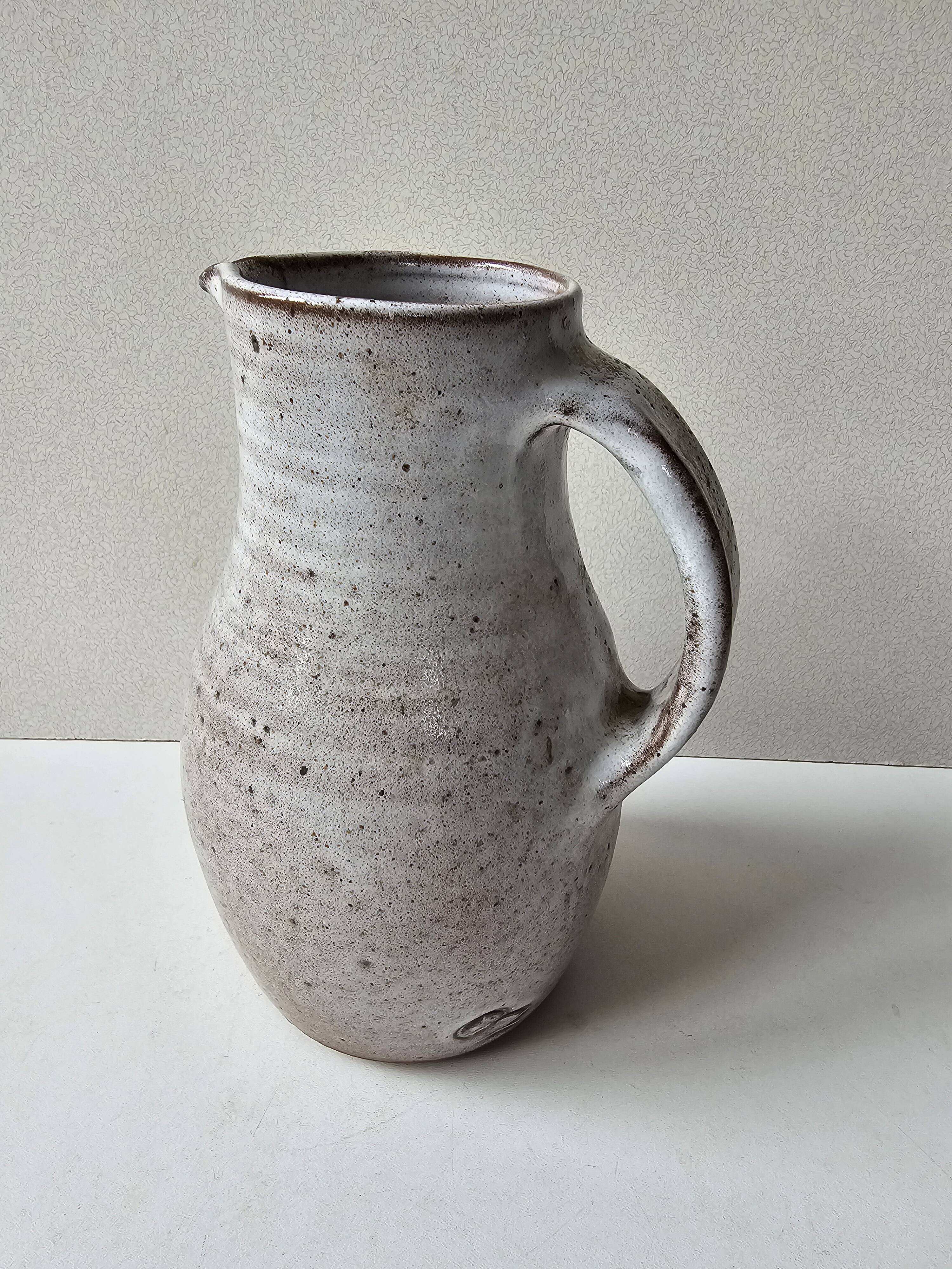 Glazed Ceramic Pitcher by Jeanne and Norbert Pierlot (Puisaye)
