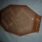 Art Deco pink glass transparent dish