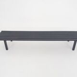 Banc à lattes en bois noir de Wim Wilson et Gijs Bakker pour Castelijn, Pays-Bas, années 1970