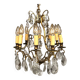 Gilded brass cage chandelier and glass tassels