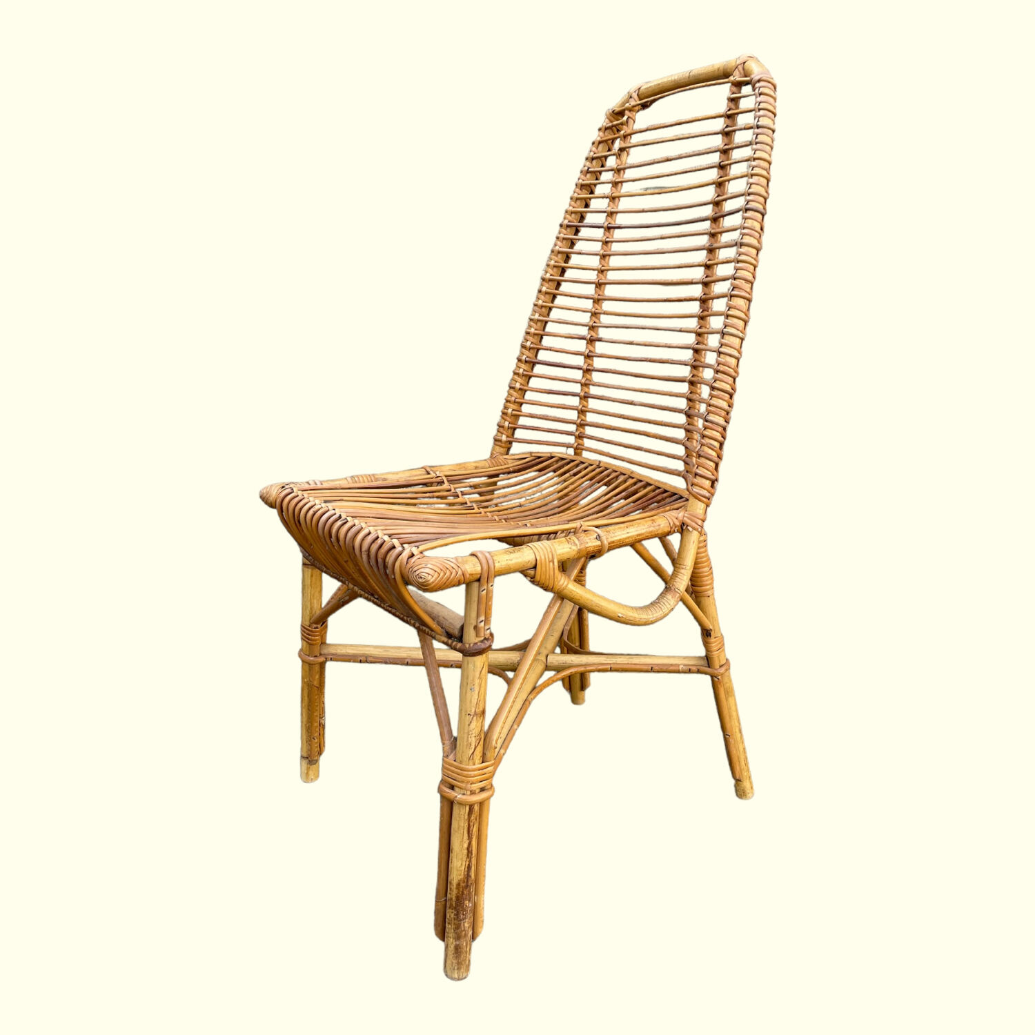 Bamboo and rattan desk and chair set, circa 1970