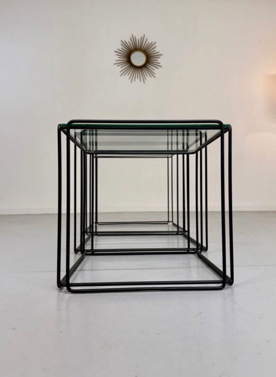 Lot of 3 vintage 1970s design nesting coffee tables by Max Sauze.