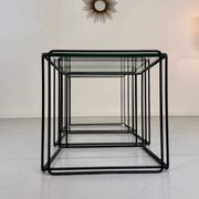 Lot of 3 vintage 1970s design nesting coffee tables by Max Sauze.