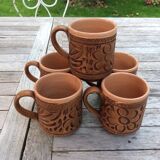 5 terracotta mugs