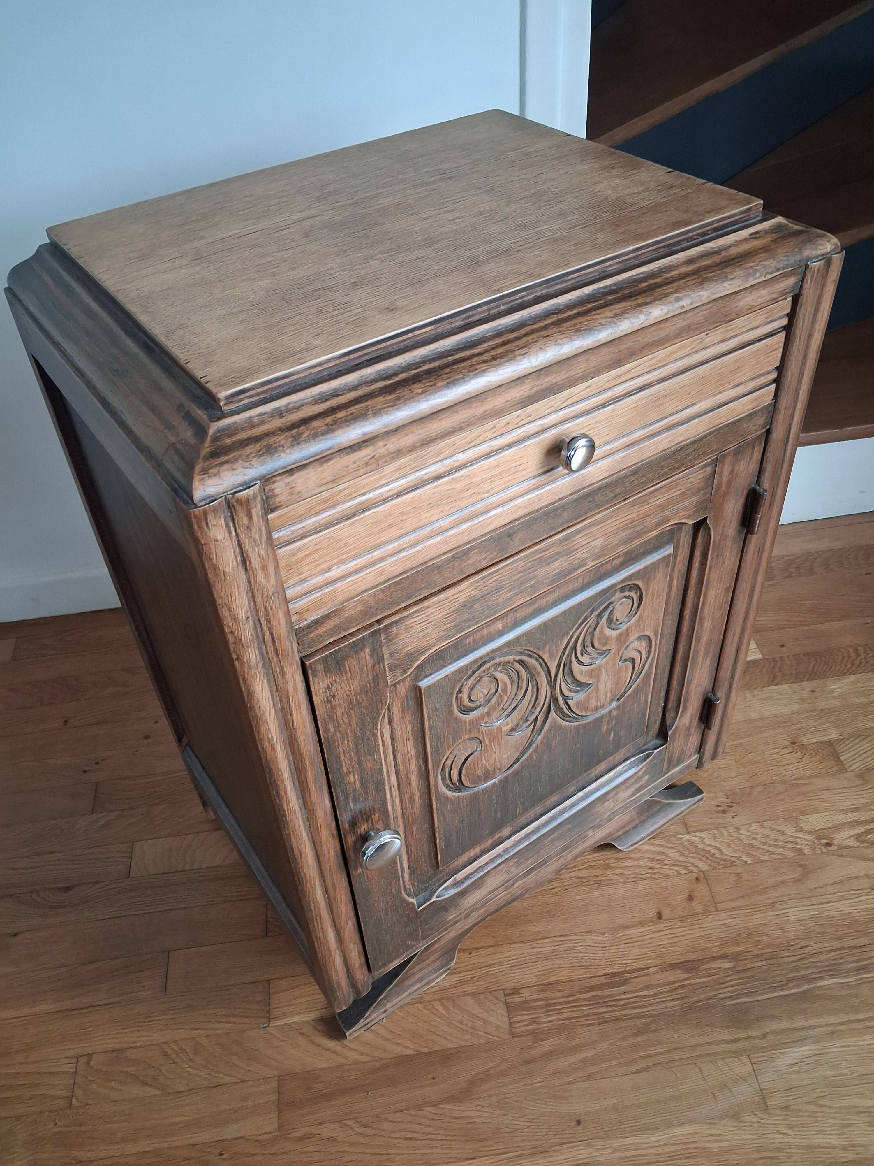 Solid oak bedside table