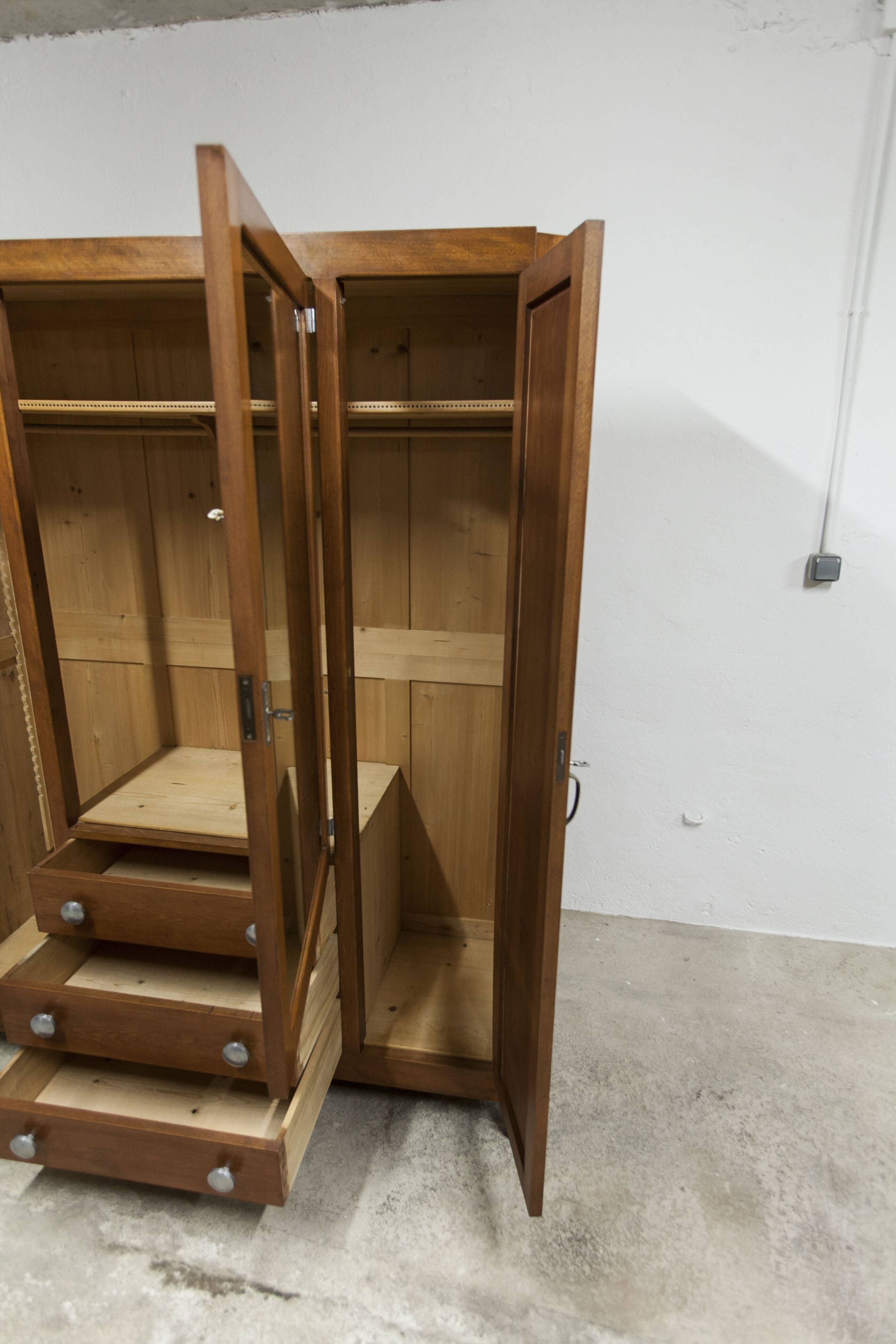 Mid-century armoire with large mirror, wardrobe and chest of drawers