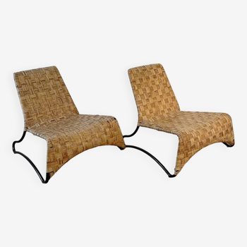 Pair of Maso rattan armchairs by Maria Vinka