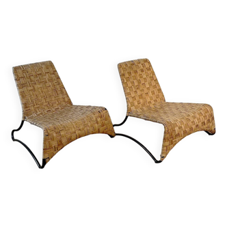 Paire de fauteuils en rotin Maso de Maria Vinka