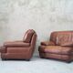A pair of vintage Italian leather Lounge Chairs, 1970s