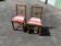 Paire de chaises anciennes bois noyer rosace coussin rayé rouge