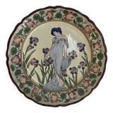 Large ceramic dish with Alfons Mucha decor