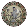 Grand plat en céramique décor Alfons Mucha