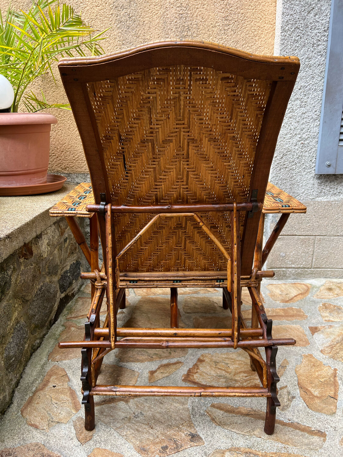 Vintage rattan and wicker deckchair