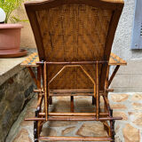 Chaise longue rotin et osier vintage avant-guerre