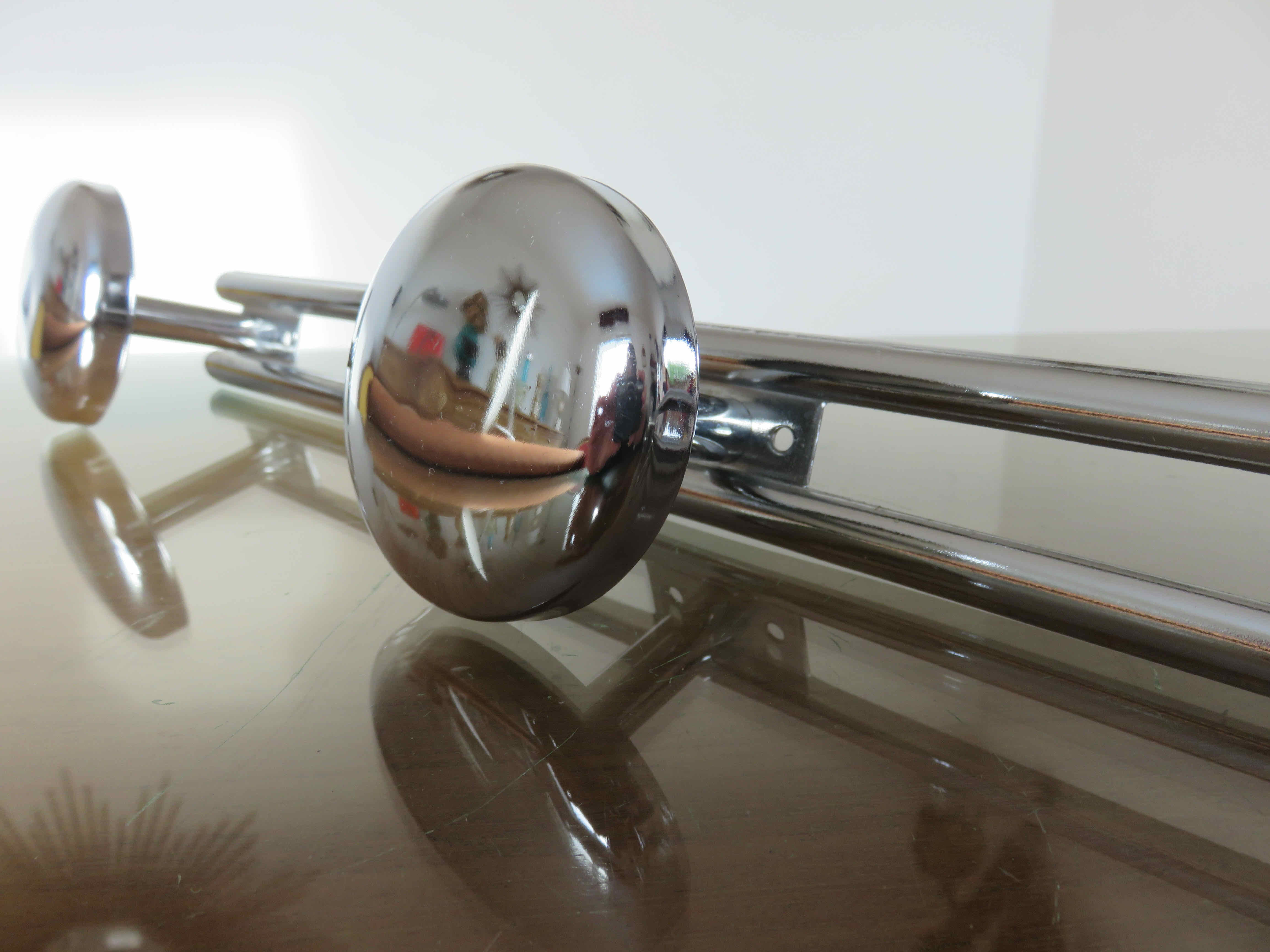 Coat rack in chromed steel 3 hooks 70s