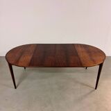 Mid-Century Round Dining Table in Palisander Henry Rosengren Hansen, Denmark 1960s